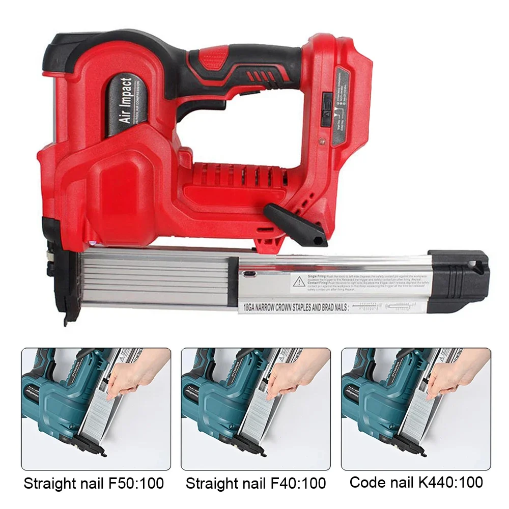 18V Cordless Electric 2 in 1 Nailer/Stapler Gun with 200pcs F50 and 9032(K432) Nail Compatible For 18v B Series Lithium Battery