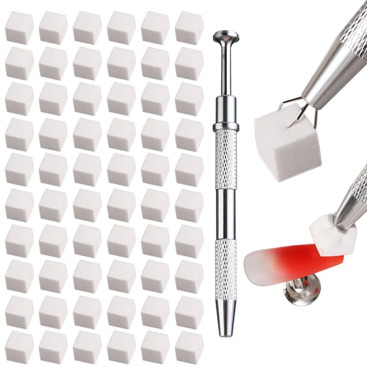 

Fcozpjk Soft Sponges with Grabbing Pen for Ombre and Aura Nail Art with Brush, Professional Manicure Nail Art Tools Accessories Supplies, 100 Pieces