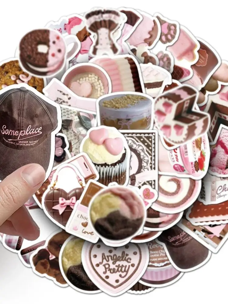 10/30/50pcs Mignon Rose Brun Graffiti Autocollants INS Style Esthétique Autocollant BRICOLAGE Scrapbooking Ordinateur Portable Téléphone Guitare Filles Autocollants Jouet