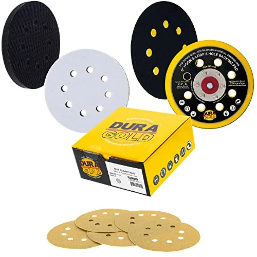 

5" Sanding Discs - 100 Grit Hook and Loop DA Backing Plate and Soft Density Interface Pad