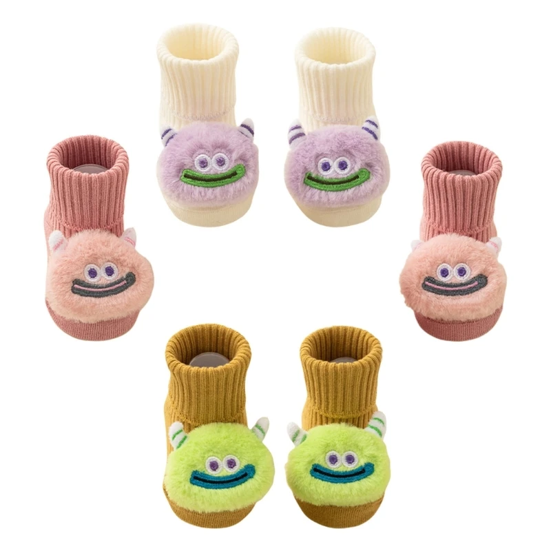 

Baby Socks Nonslip Grip Soles Socks Breathable Cartoon Socks Firstwalkers Socks Baby Indoor Socks Warm Footwear 3Pairs