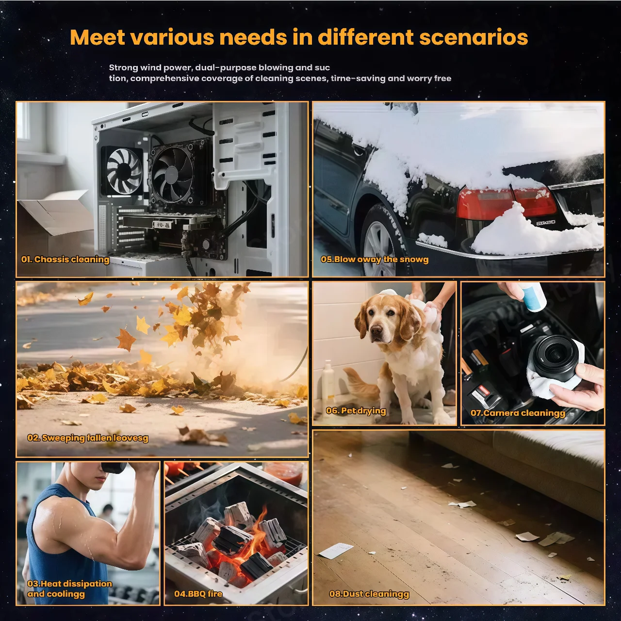 HFX-01 puissant Turbo ventilateur 380g Force de soufflage fort flux d'air Turbo ventilateur batterie externe fonction sans fil dépoussiéreur d'air comprimé