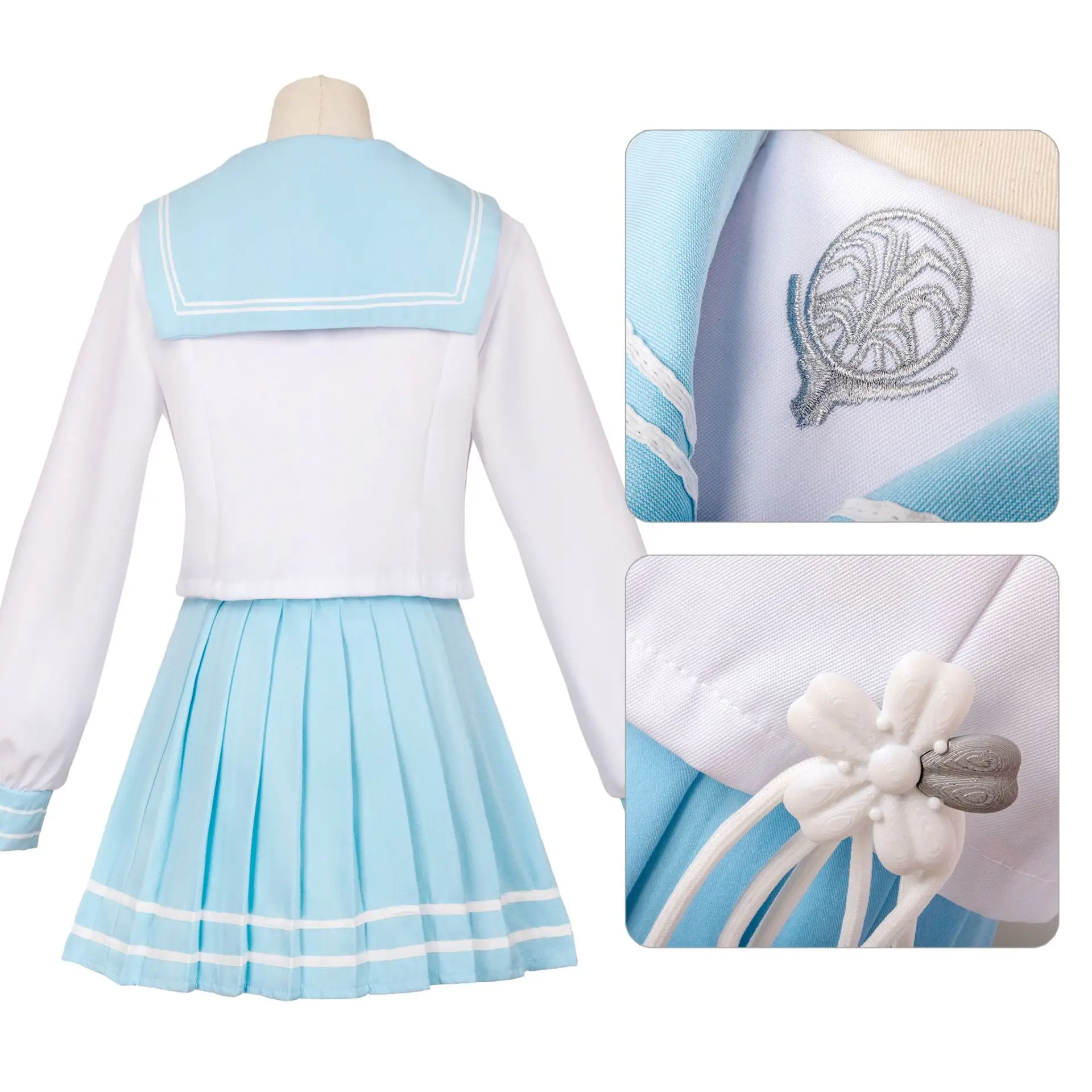 Anime gra Naraka: Bladepoint Cosplay Kurumi Hu Tao kostium niebieski JK jednolita peruka dla kobiet dziewczynki seksowna impreza kawaii dostosowana