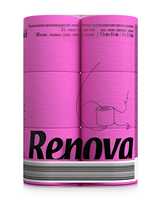 Pink Renova Toilet Paper 6 Rolls, 16.1M, 3-Layers