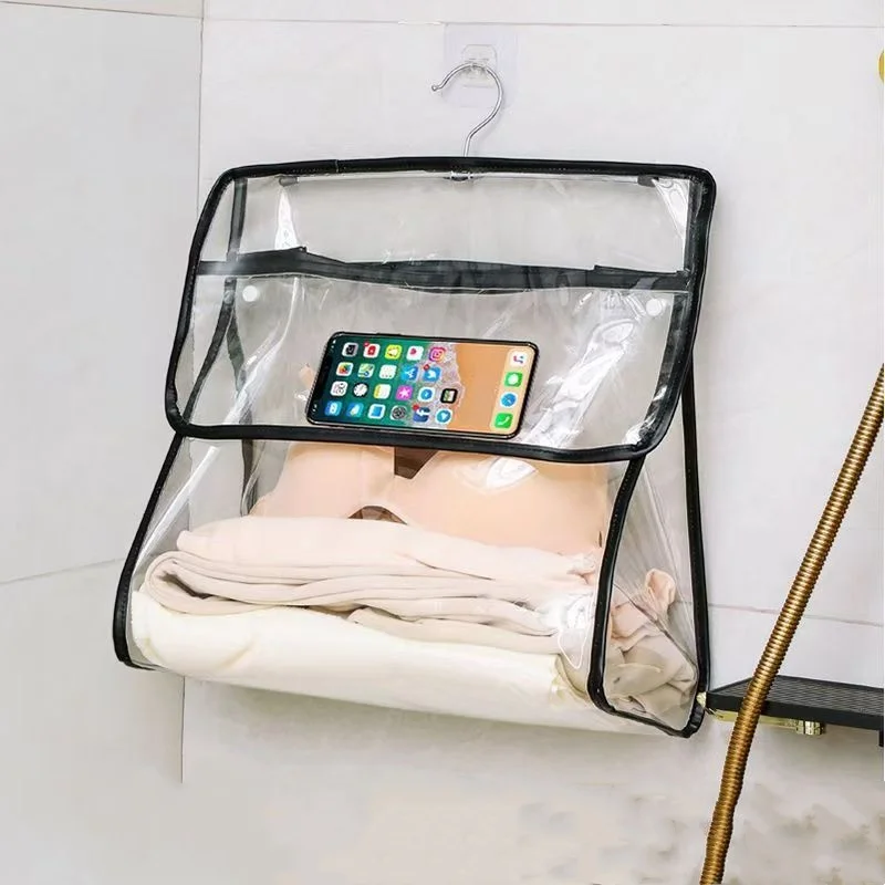 1 transparent bathroom storage bag, waterproof hanging bag storage bag, student bathroom dormitory, hanging on the wall, behind