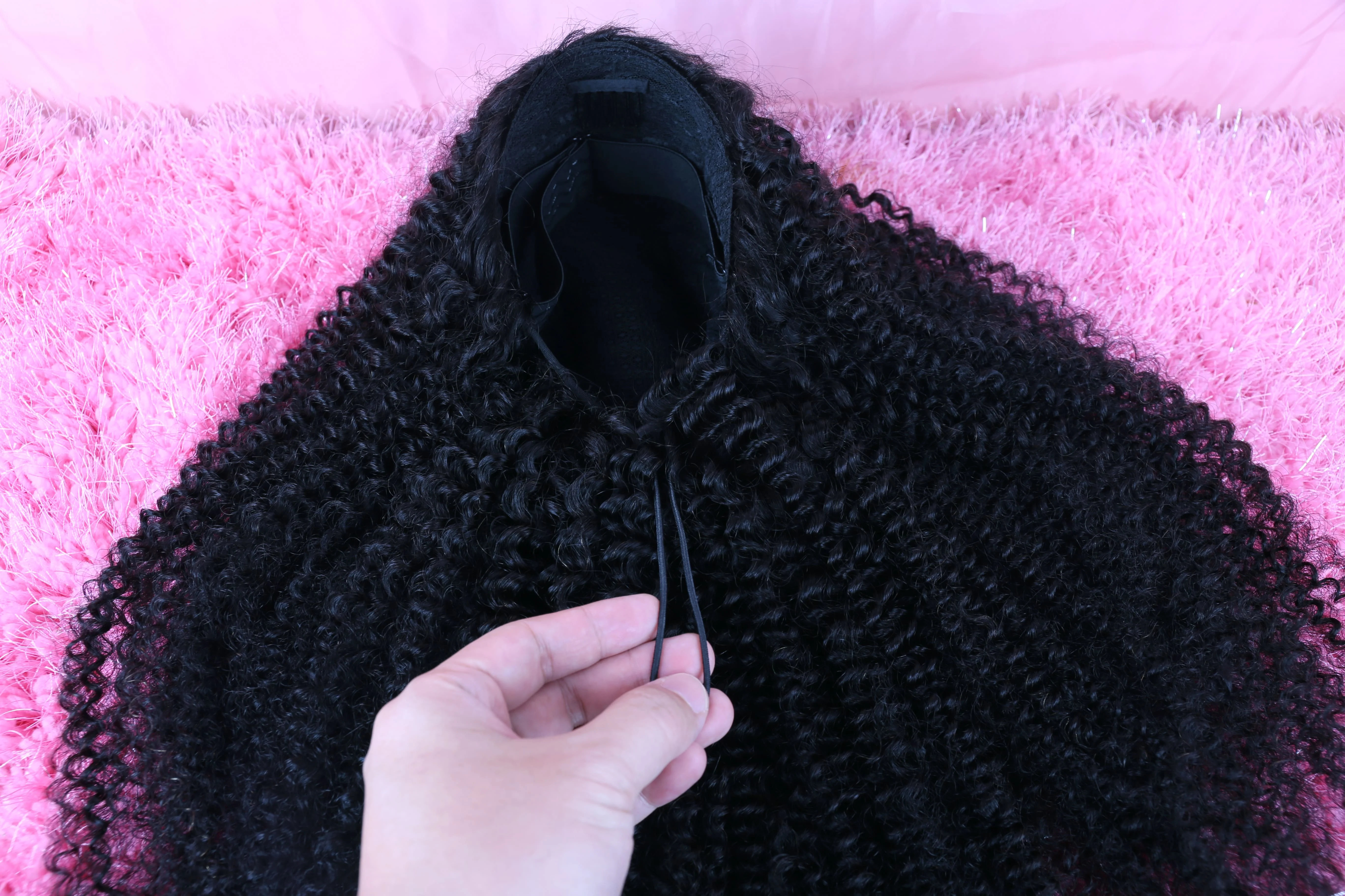 1B Afro Kinky Curly Echthaar Glueless Perücken 200 250 Dichte Vietnamesisches Echthaar Flip-Over Halbperücke mit Kordelzug – Detail 19