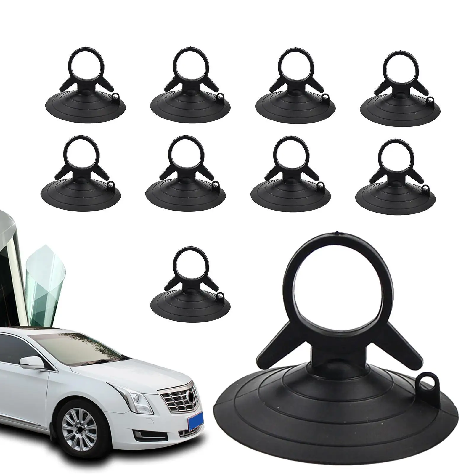 10pcs Car Suction Cup Sunshade Suction Cups for Car Car Glass Windshield Pull Ring Dovetail Sucker Hooks for Bathroom Windows