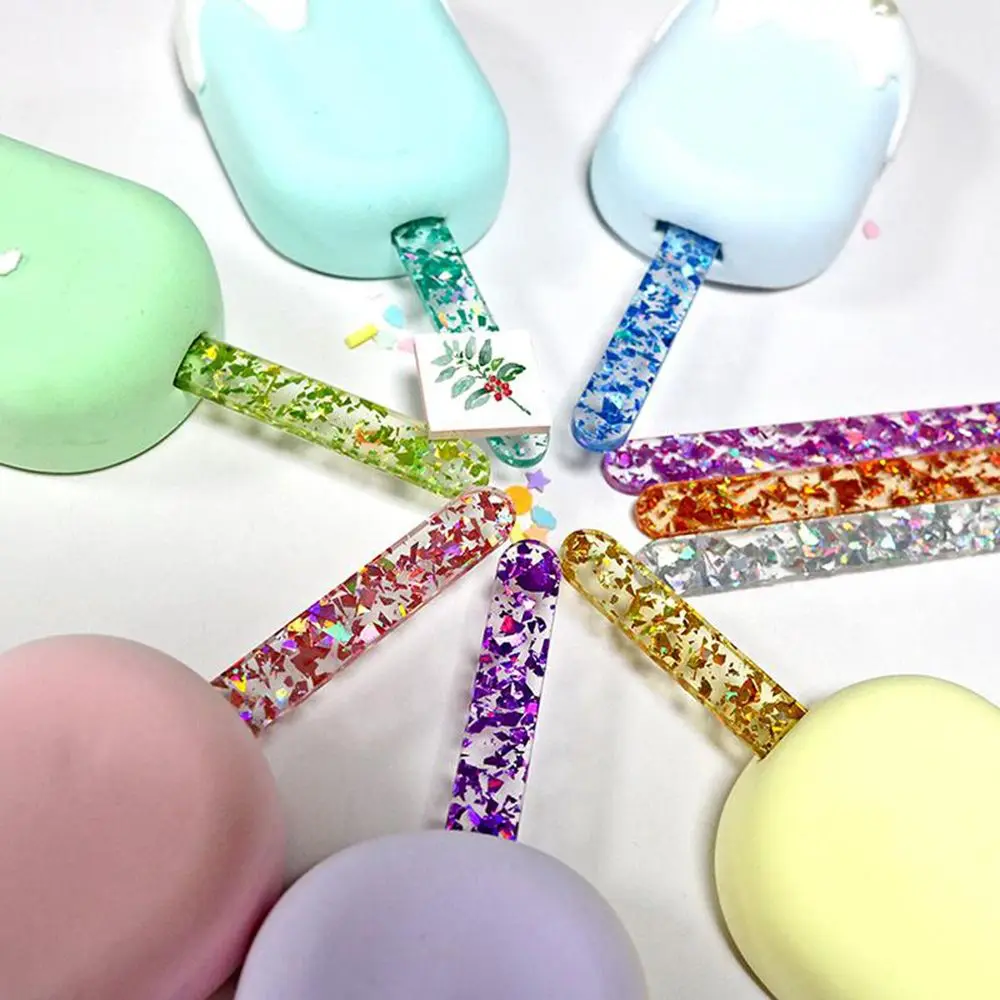 10Pcs Clear Sequins Reusable Popsicle Sticks Ice Cream Sticks Acrylic Cakesicle Ice Pop Candy Ice Creamsicle