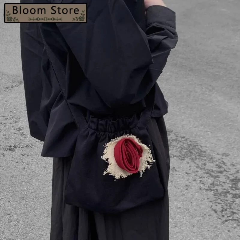 

Design Chic Patchwork Flower Mini Handbags Fashion Ins Drawstring Pleated Purses Y2k Trendy Fairy Shoulder Crossbody Bags