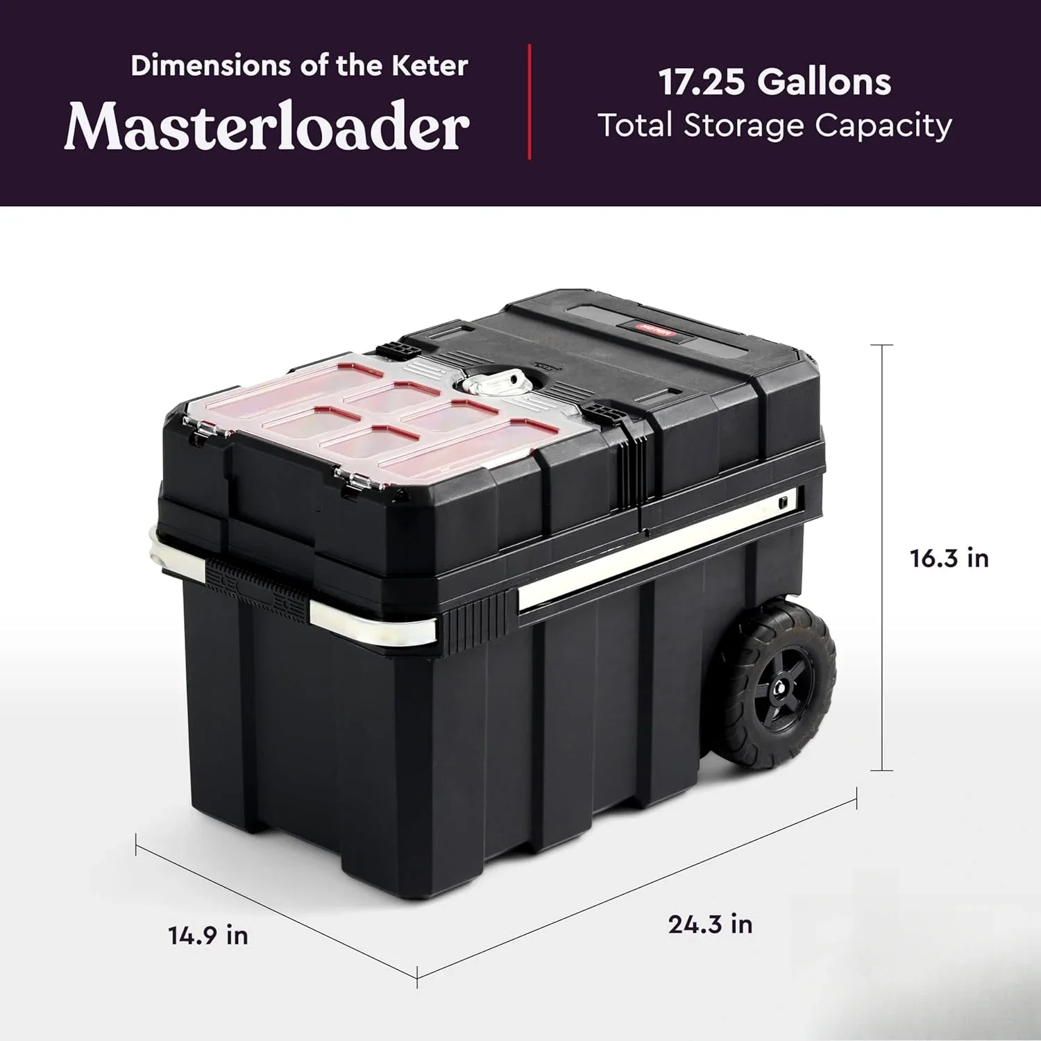 Masterloader Resin Rolling Tool Box with Locking System and Removable Bins