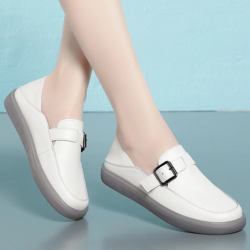 AIYUQI Loafers Woman Genuine Leather 2024 Spring New Student Sneakers Girl Flat Large Size Nurse Shoes Girl