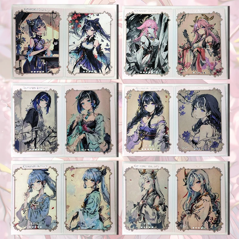 Goddess Story Pillow painting SSP bi-fold card Raiden Shogun Yae Miko Keqiang Yoimiya Shenhe boy Toy collection Birthday gift