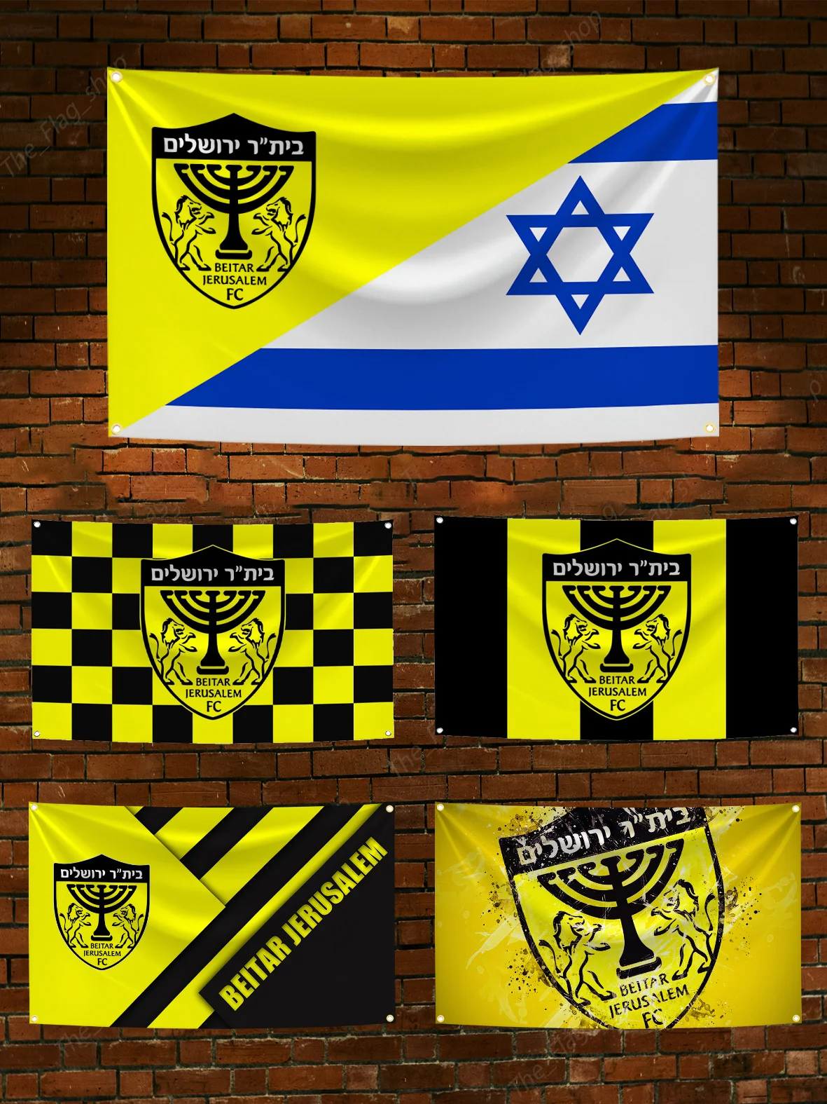 3x5 Ft Half FC Beitar Jerusalem Half Israel Flag Polyester Digital Printing Banner Wall Art Home Outdoor Decoration Tapestry