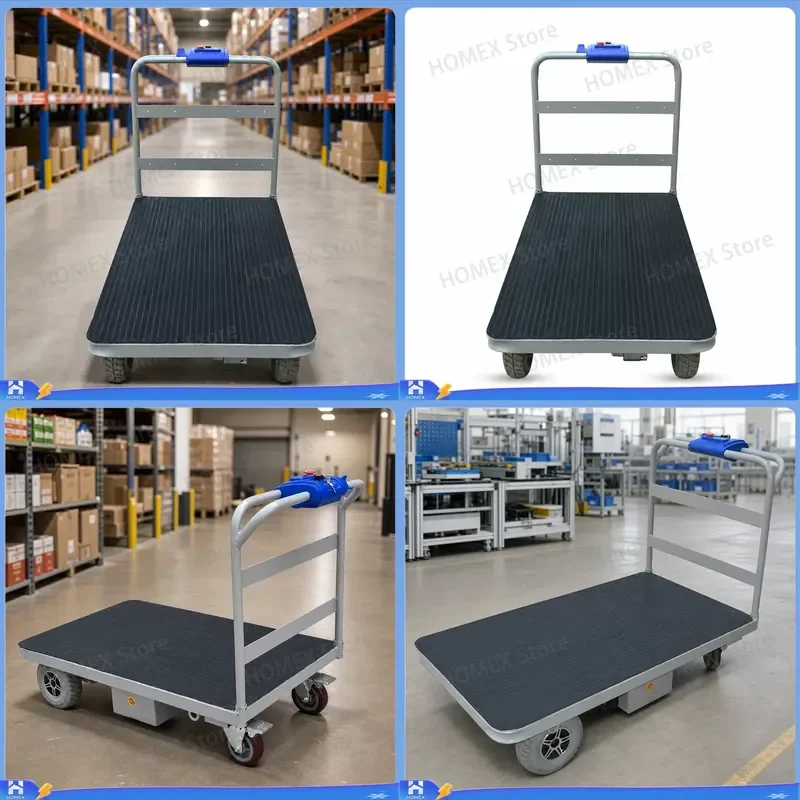 Heavy Duty Electric Platform Cart 4 Wheel Beach Trolley Iron Tool Dolly Household Folding Hand Truck Cargo Luggage Mover
