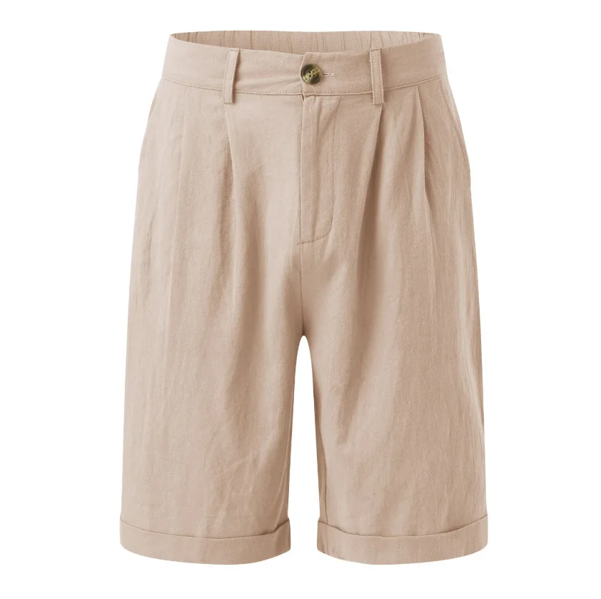 Summer Men's Shorts Button Pocket Pleated Fashion Simple Basic Pants Shorts for Men