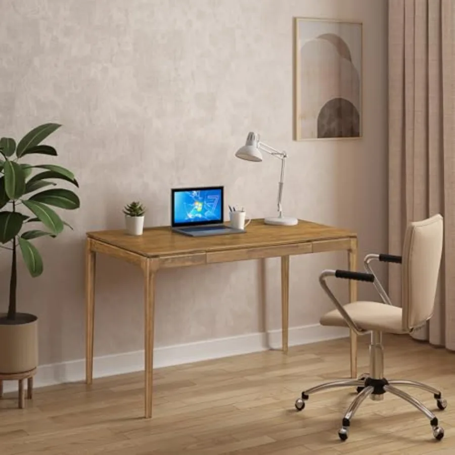 NTC Mingle Desk 47 Inch Modern Design Rectangular Dinner Table for Dining Room Living Room Furniture Effortless Assembly - Teak