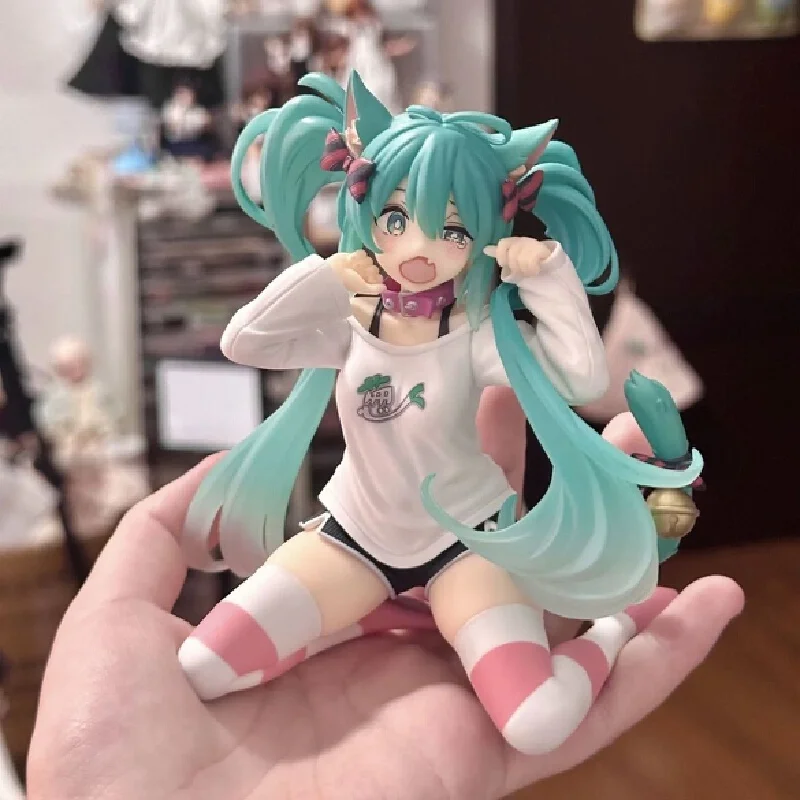 Hatsune Miku القط الأذن قصيرة الأكمام منامة Chuyin يدوية الصنع MIKU المشهد نموذج أنيمي فتاة الجمال الجدول الديكور هدية