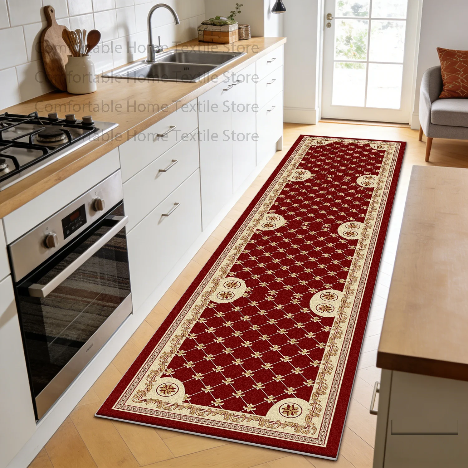 European Retro Light Luxury Long Corridor Carpet Decoration Doorway Stair Easy Clean Rug Non-slip Lint-free Runner Floor Mats
