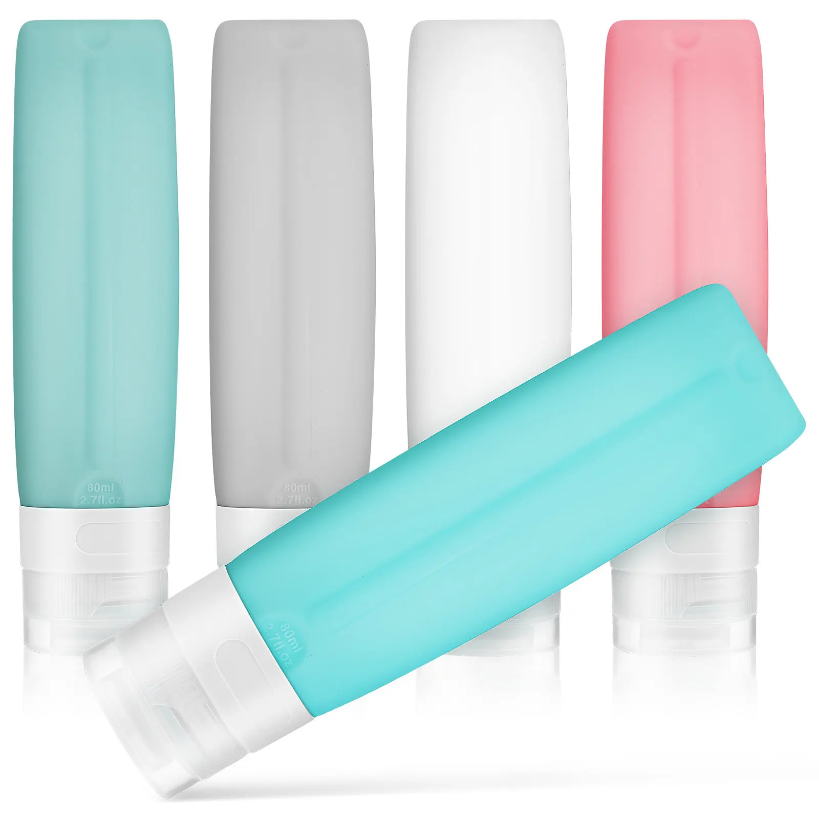 

Набор из 5 дорожных бутылочек: силиконовые герметичные многоразовые контейнеры для шампуня, лосьона, кондиционера, геля для душа и туалетных принадлежностей