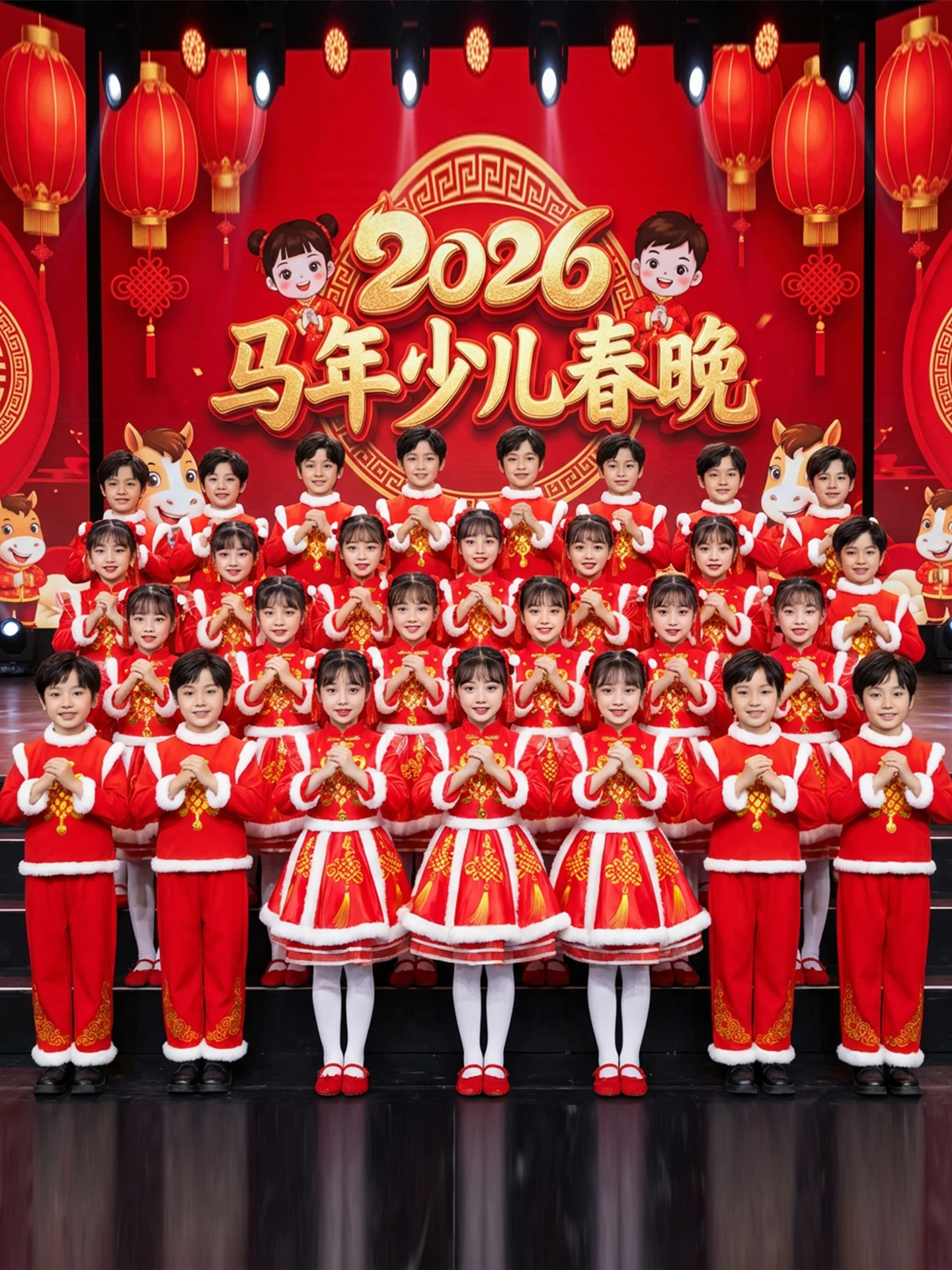 

Cheerful New Year Performance Clothes Children's Dance Festival Drumming Waist Drum Opening Red Kindergarten Traditional Costume