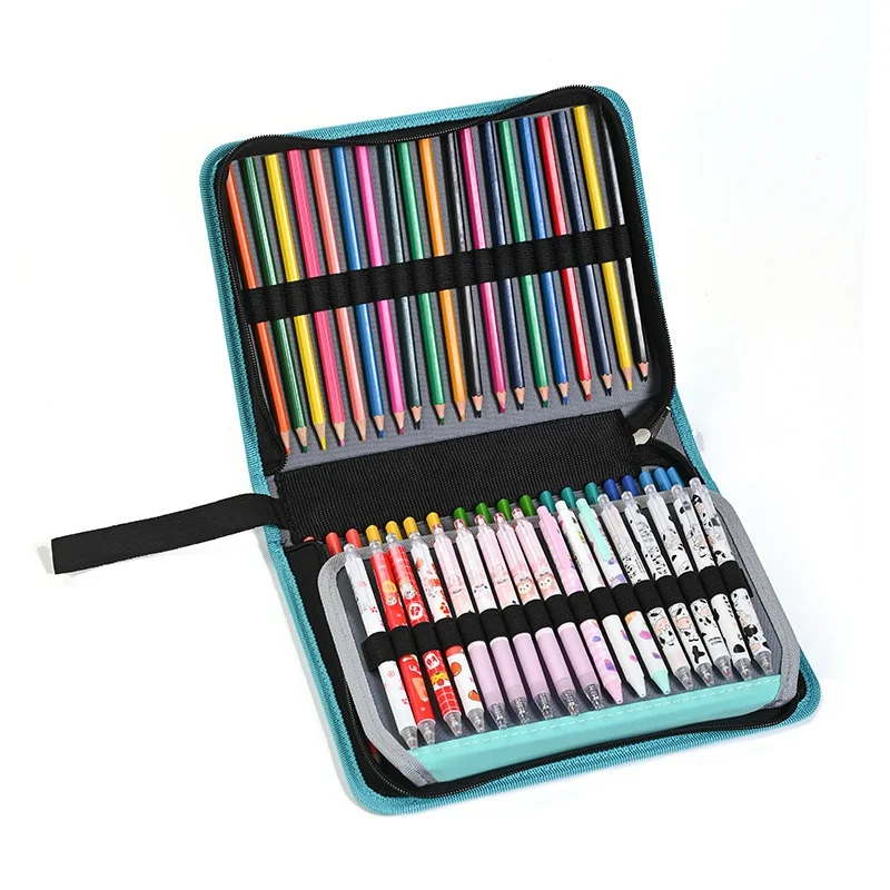 大容量鉛筆ケース 色鉛筆 マーカー ペン収納バッグ 多機能描画スケッチ鉛筆バッグ