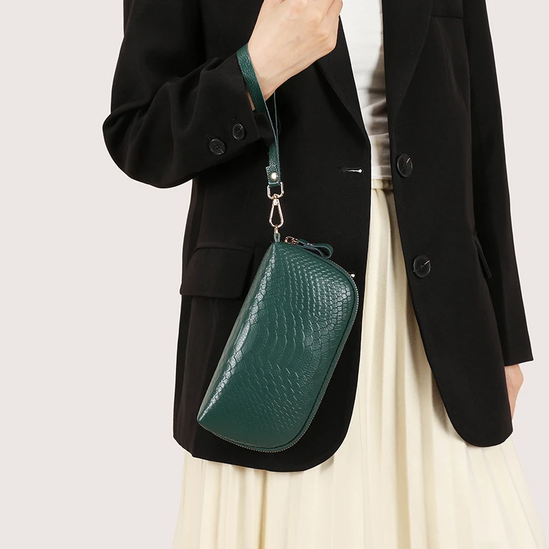 Serpentine Head Layer Cowhide Women's Purse Luxury Designer Handbag Fashion Brand Simple Purse Ladies Casual Tote Bag