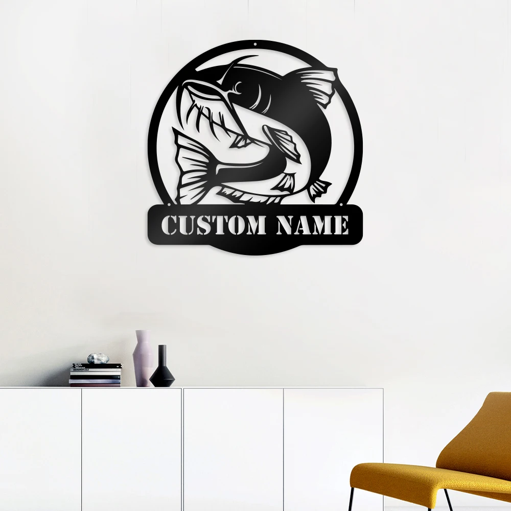 

1pc fish leap creative Custom Name Metal Wall Signs Iron Wall Plaque For Home Decor Living Room Bedroom