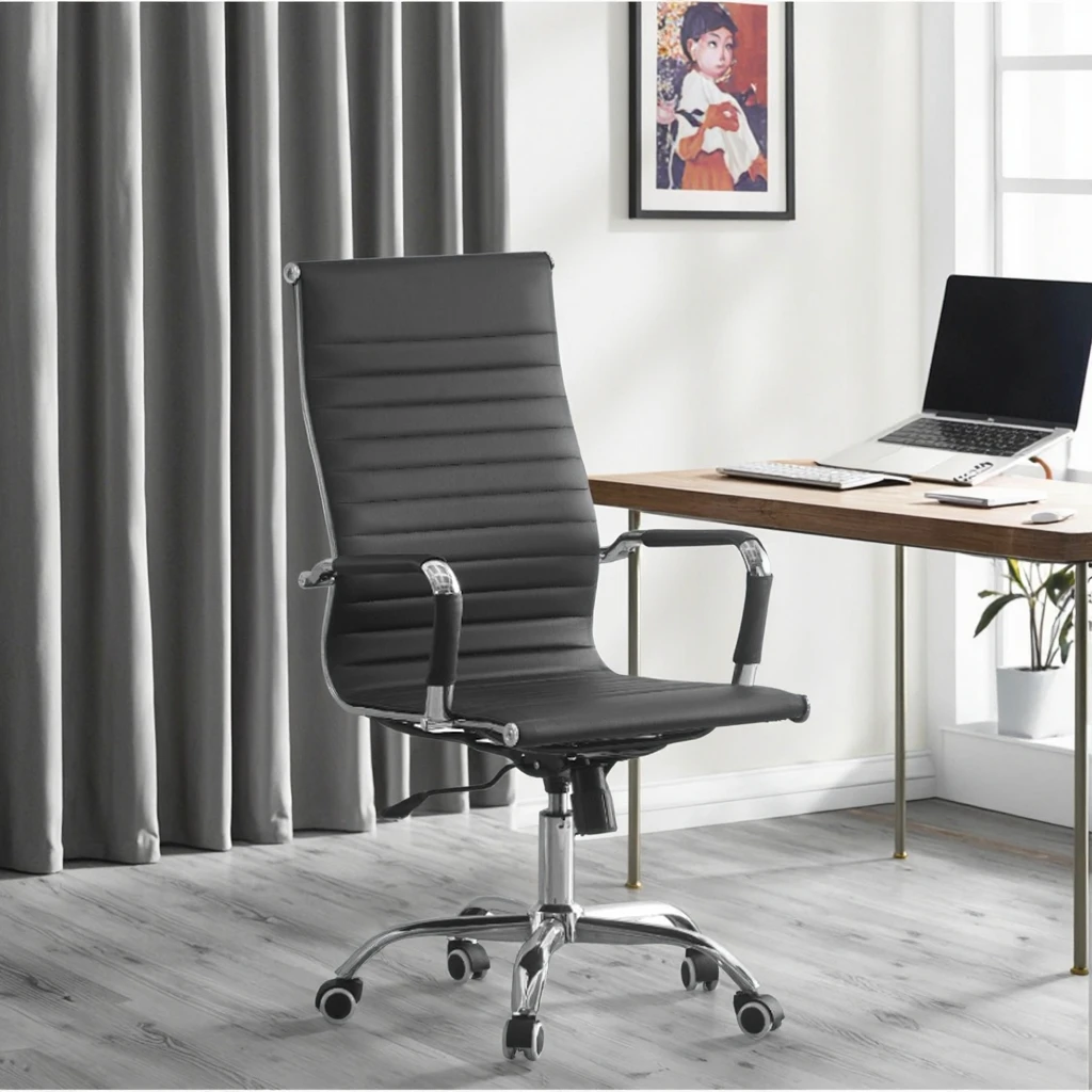 July005 Modern Simple Ergonomic Leather Bow Computer Chair with Adjustable Headrest Classic Design for Home & Office Rotating Li