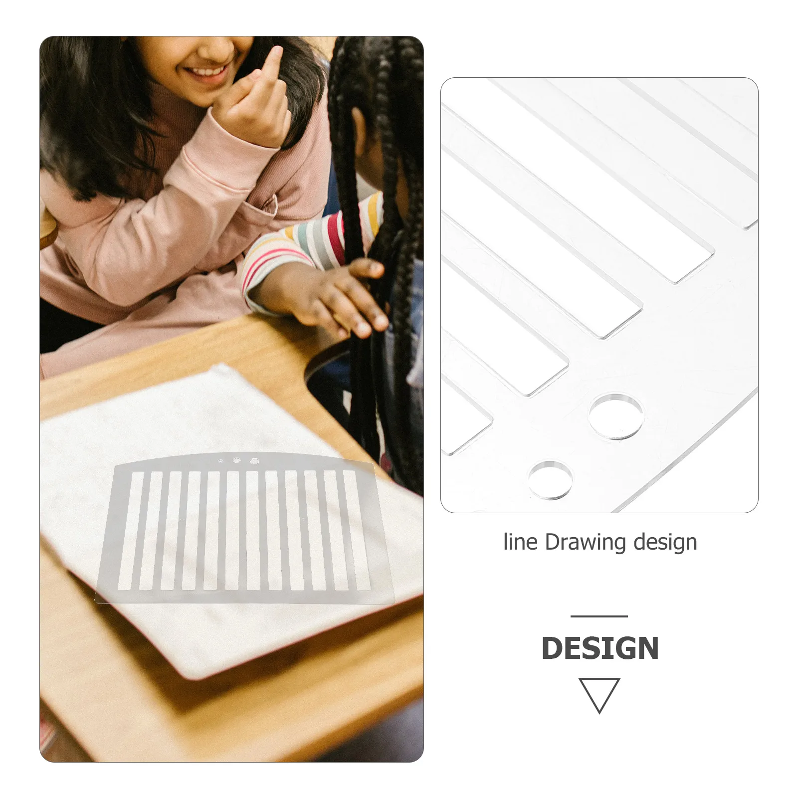 

Plastic Line Drawing For Students Multi-Function Reusable With Centimeters Lightweight Portable Classroom Supplies Convenient