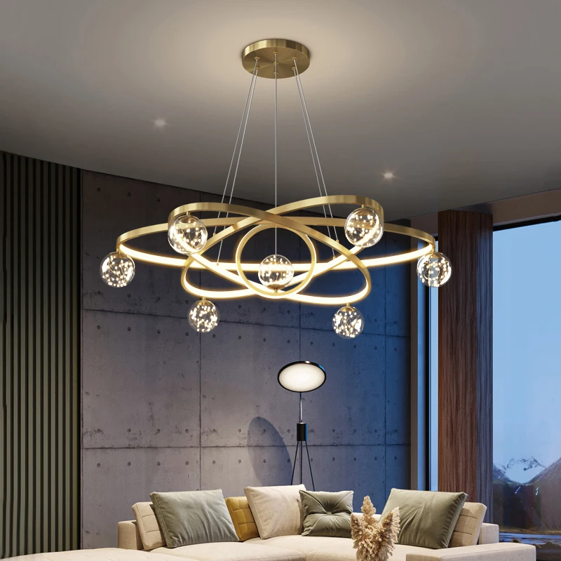 

Nordic Light Luxury Led Chandelier Living Room Bedroom Dining Room Chandelier Modern Ring Home Indoor Lighting Ceiling Lamp