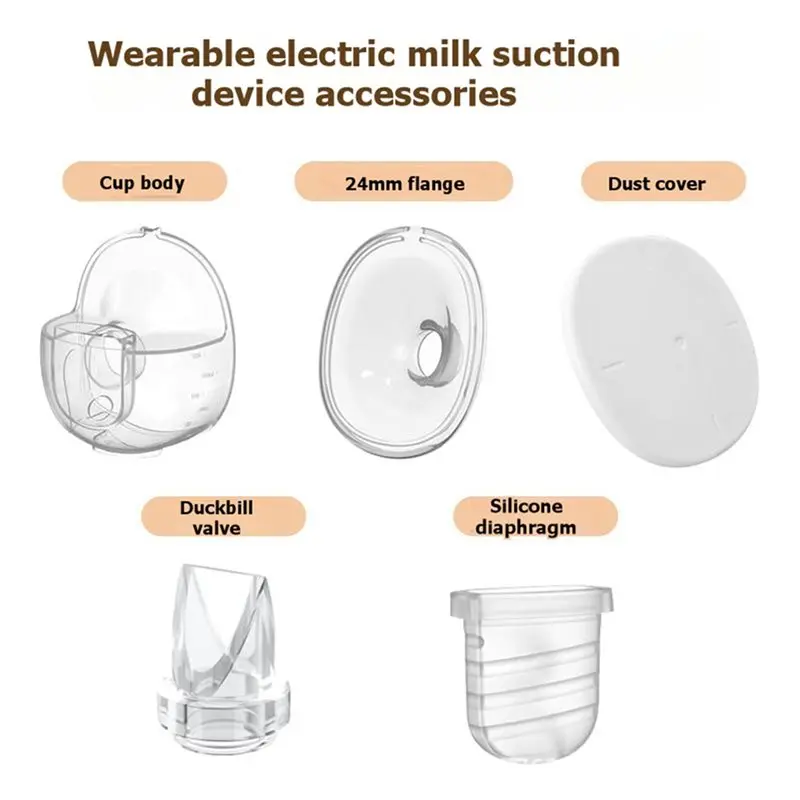 BEDW-2X Wearable Breast Pump Parts For S32 Pump, Milk Collector Cup, Flange Duckbill Valve, Silicone Diaphragm 24Mm