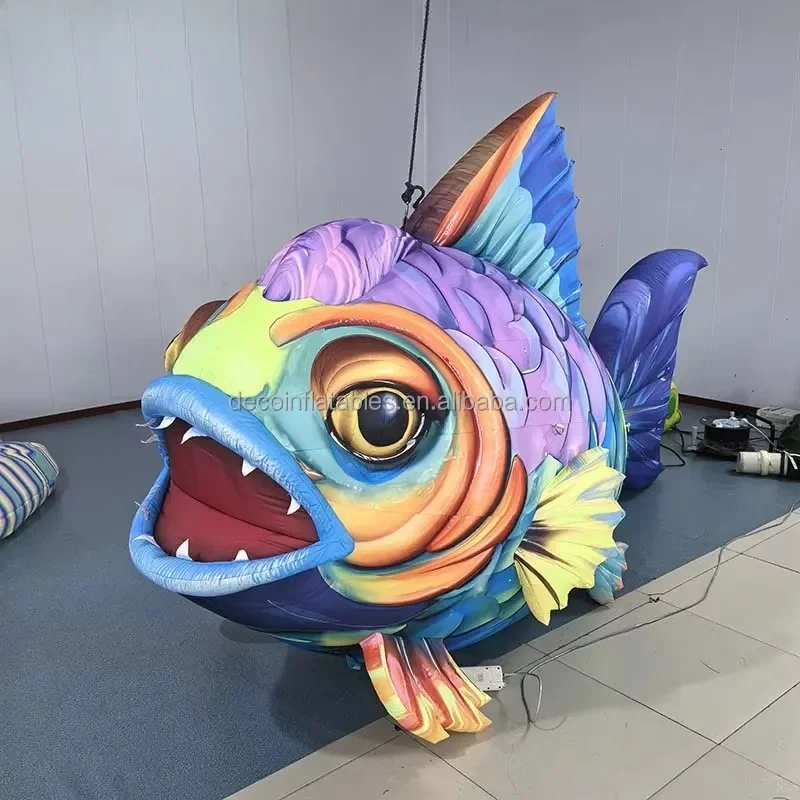 Giant Inflatable Colorful Fish Model Scary Piranha Character Balloon High Quality Oxford Cloth for Aquarium and Stage