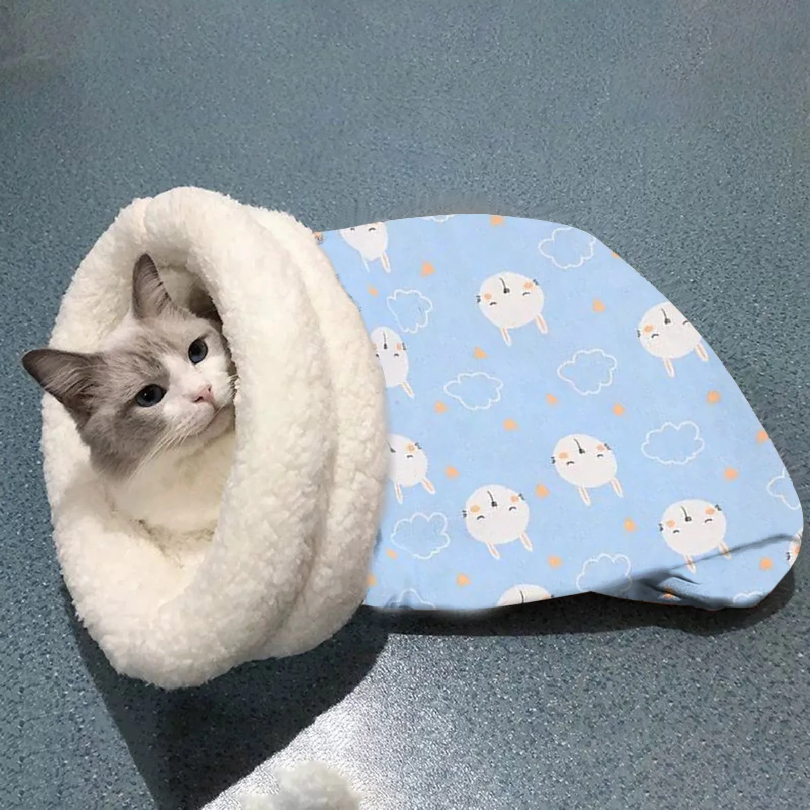 Cozy Cat Winter Sleeping Bag Soft H Cat Bag Self Warming Cat Bed Cat Tunnel Cat Calming Sleeping Bag Pet Nests Room Decor