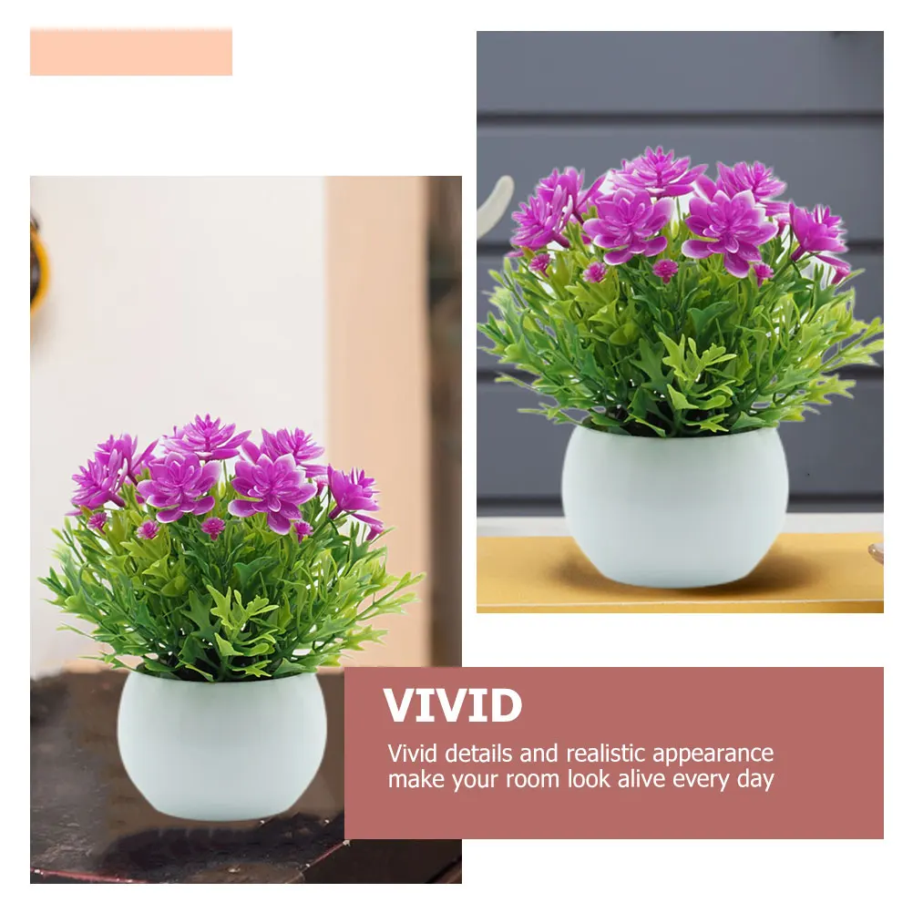 

2 Pcs Simulated Small Flower Pot Plant Artificial Plants Decor Indoor Potted Fake Bonsai Pp Decorations Outdoor Home Office