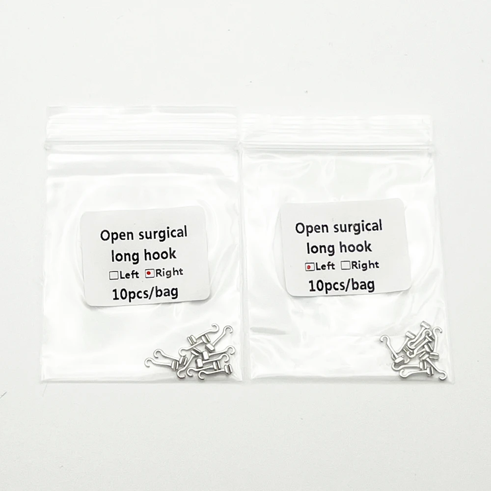 10Pcs Dental Sliding Crimpable Hooks Long Right/Left Dental Orthodontic Hook Dental Curved Crimpable Hook