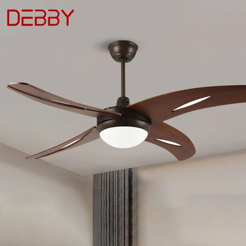 

DEBBY Nordic LED Fan Light American Vintage Restaurant Living Room Study Ceiling Fan Light Remote Electric Fan Light