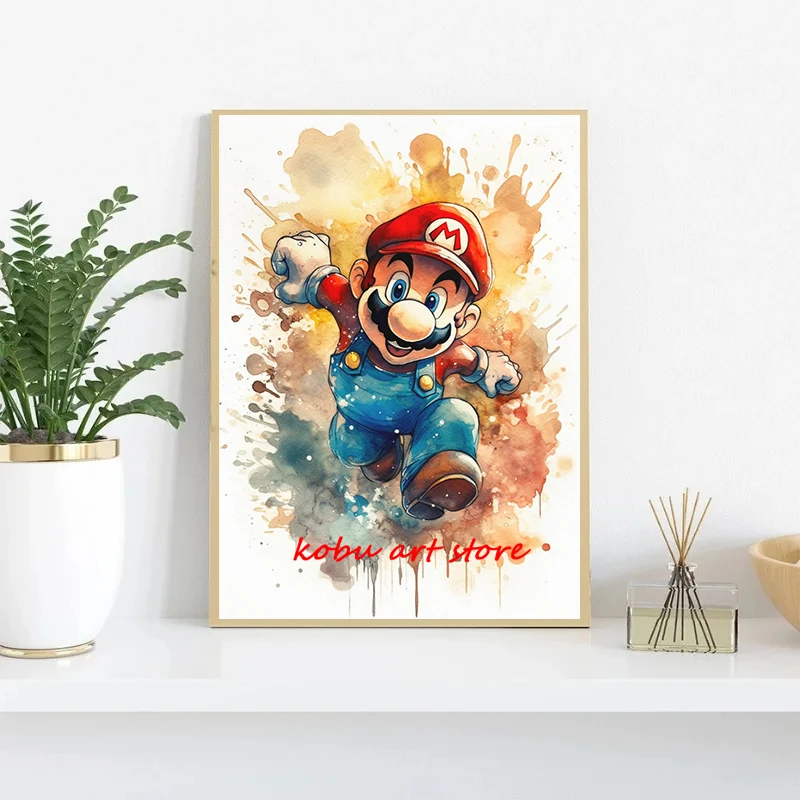 Classic Anime Game MM-Marios Character Graffiti Posters and Prints Canvas Printing Wall Art Picture for Gamer Room Home Decor