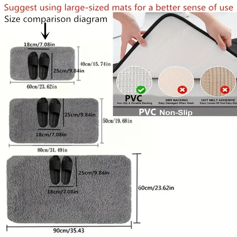 1pc high-quality thickened ultra soft bathtub carpet plush absorbent anti slip bathroom floor mat anti fading comfortable carpet
