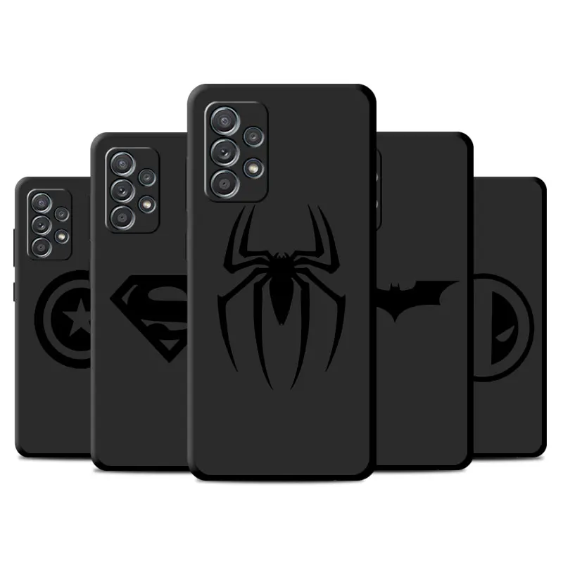 Comics Marvel SpiderMan Batman Case For Samsung Galaxy A73 5G A72 A71 4G A53 A70 A32 A24 A23 A22 A21s A14 Black Tpu Phone Cover