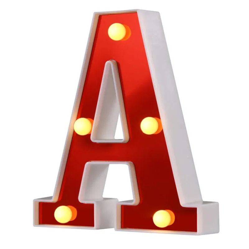 Red 26 English Letter LED Night Light Marquee Alphabet Lamp Home Club Outdoor Indoor Christmas Party Wedding Wall Decoration