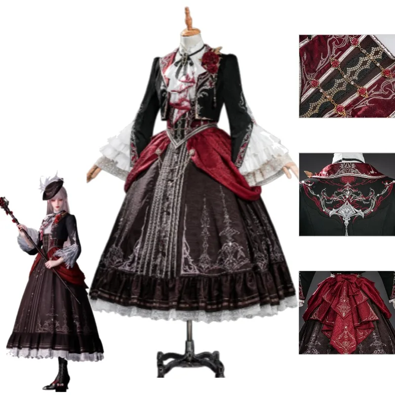 Love and Deepspace Red Moon Covenant Cosplay Costume Silver Wing Demon Dress Choker Layered Skirt Arm Cuffs For Women Convention - view 3