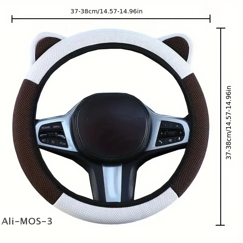 Cartoon Cat Ears Car Steering Wheel Cover Anti-slip Suitable For A Variety Of Models Sweat-absorbent Breathable Wear-resistant