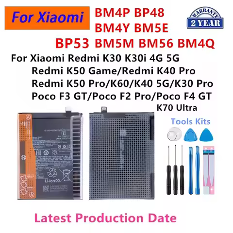 BM4P BP48 BM4Y BM5E BM5M BM56 BM4Q BP53 For Xiaomi Redmi K30i K40 K50 Pro K60 Poco K70 Ultra F2 F3 F4 GT Phone Batteries