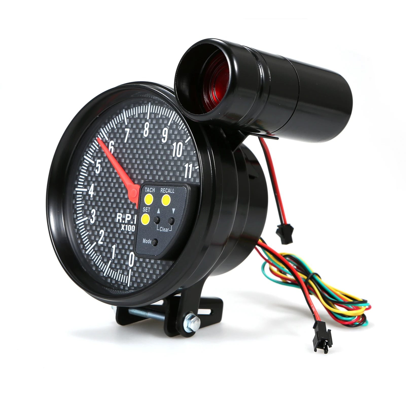 5 Inch Diameter Tachometer Carbon Fiber Face 7 Colors Optional With LED Pointer