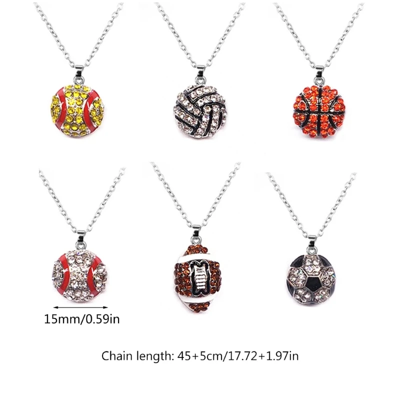 Sports Ball Pendant Basketball Necklace Necklace Softball Clavicle Chain D5QB image 6
