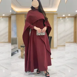 Customized Fashion Modern Style Jersey Pleat Button A-line High Collar Midi Dresses Bespoke Occasion Dresses Matching Pastrol