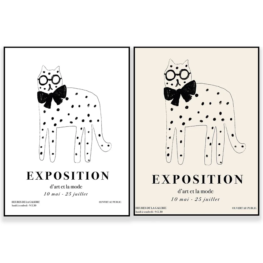 Art exhibition print, neutral decor, Abstract poster, Fashion wall art, Scandi wall decor, Fashion prints, cat print, cat art