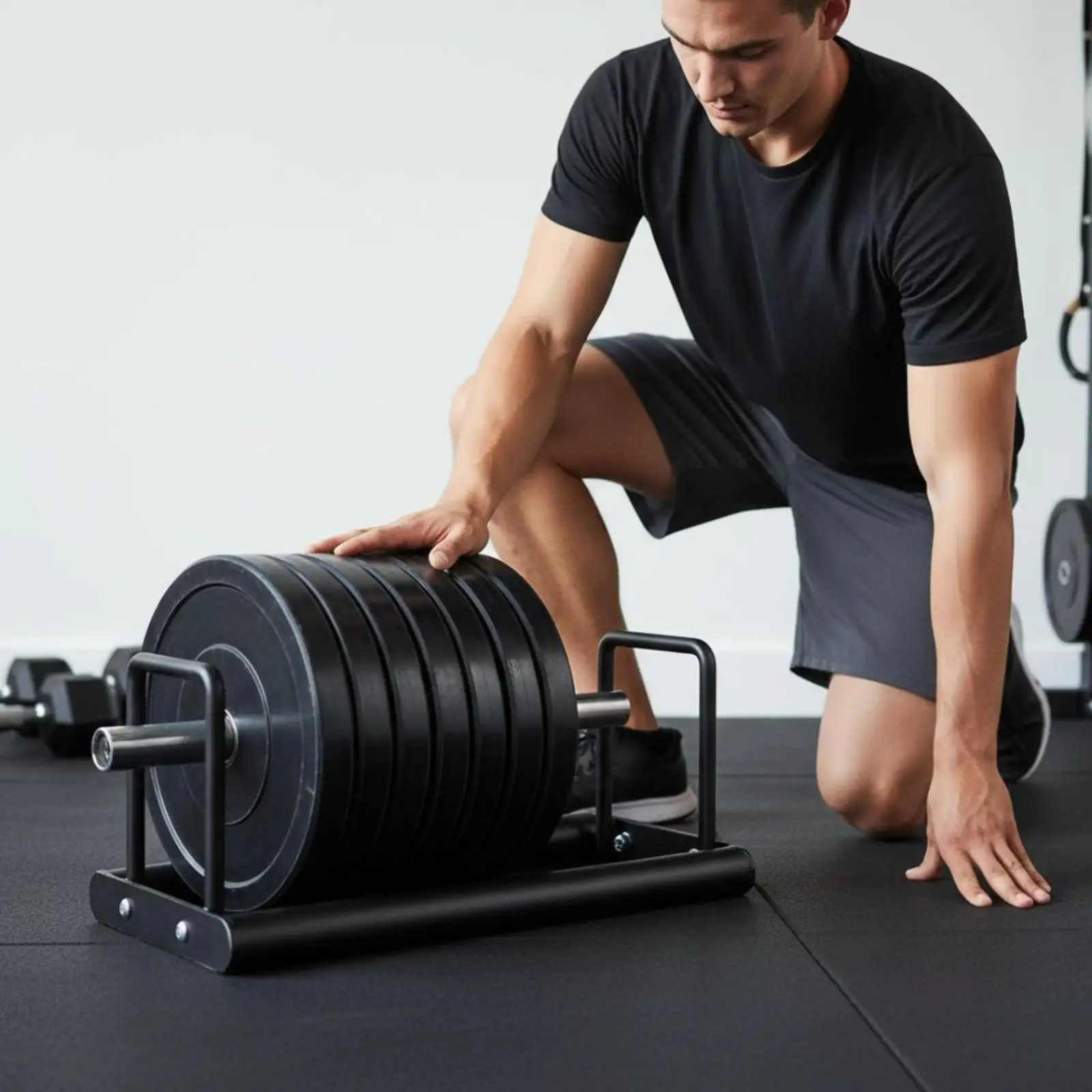 Weight Plate Storage Stand Heavy-Duty Barbell Storage Rack Powder-Coated Finish