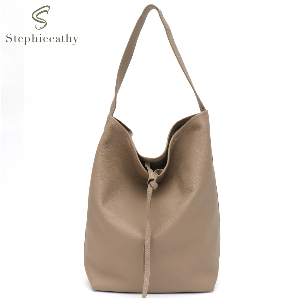 

SC Natural Genuine Cow Leather Hobo Handbags Women Simple Casual Solid Color Shoulder Bag Daily Soft Slouchy Large Shopper Purse