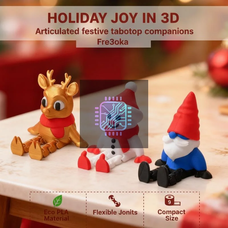 3D Printed Christmas Ornaments Cute Animal Figurines Snowman Deer Cat For Home Office Desk Shelf Decor New Year Gift Idea